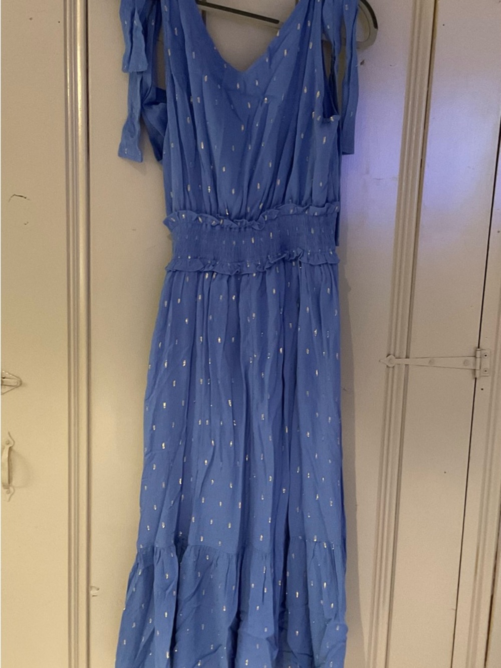 NWT Blue Sleeveless Dress with Metallic Dot Detail - Picture 4 of 6